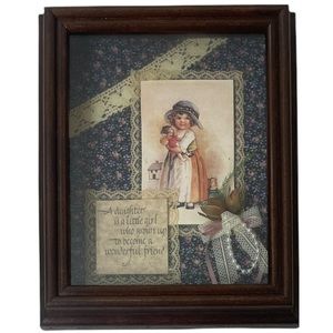 Daughter Decorative Shadowbox Framed Art Picture Frame Flower Cottagecore Floral